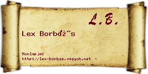 Lex Borbás névjegykártya